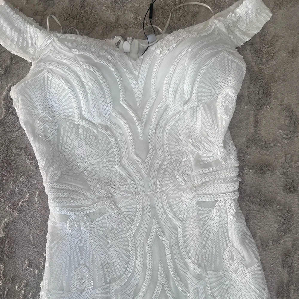 Fashion Nova Elegant White Embroidered Dress - Picture 1 of 4